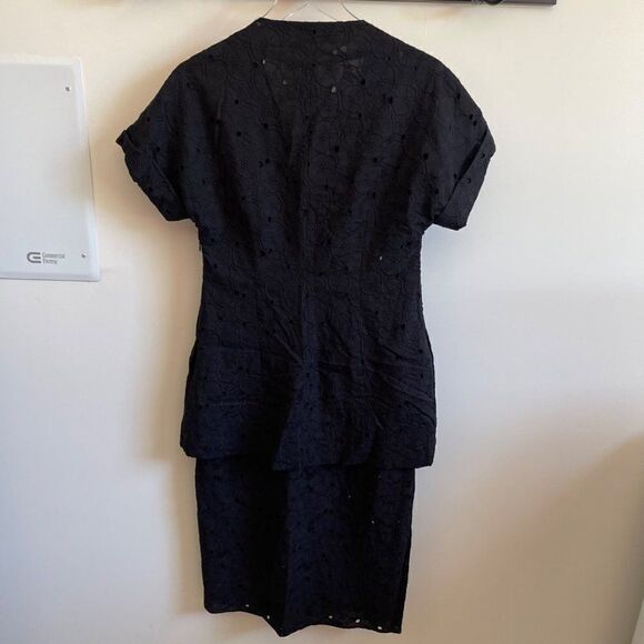 DYVNA Black Eyelet Lace Peplum Midi Dress 10 - Picture 4 of 8